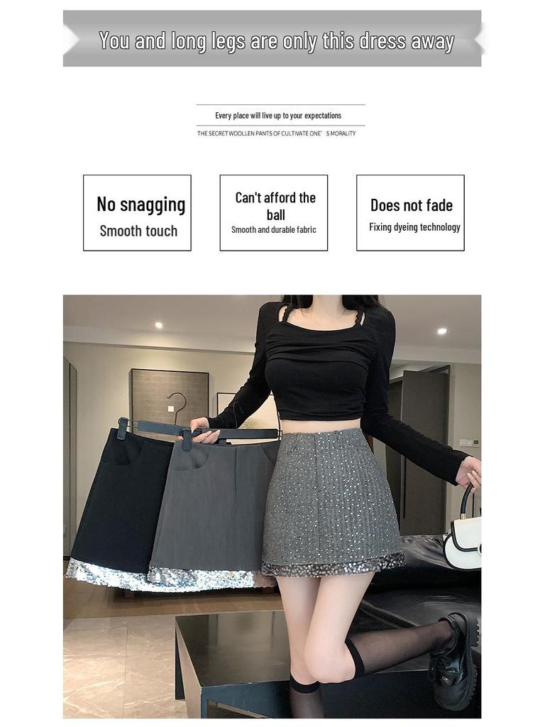 Sequin Pure Desire A-line High Waist Short Skirt, 2025 Spring/Summer Collection