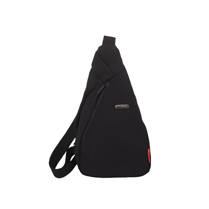 Einfache einfarbige Umhängetasche aus Nylon für die Taille von Frauen mit Reißverschluss, weiche Brusttasche, multifunktional, lässig