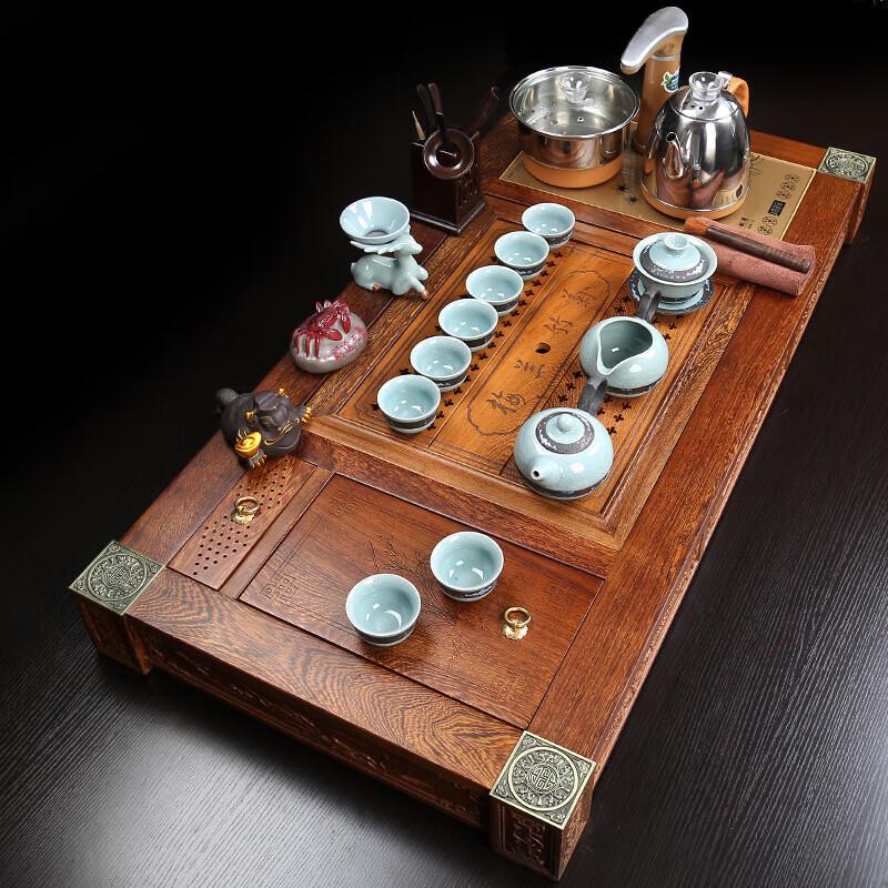 Yunyan Automatic Solid Wood & Purple Clay Kung Fu Tea Set