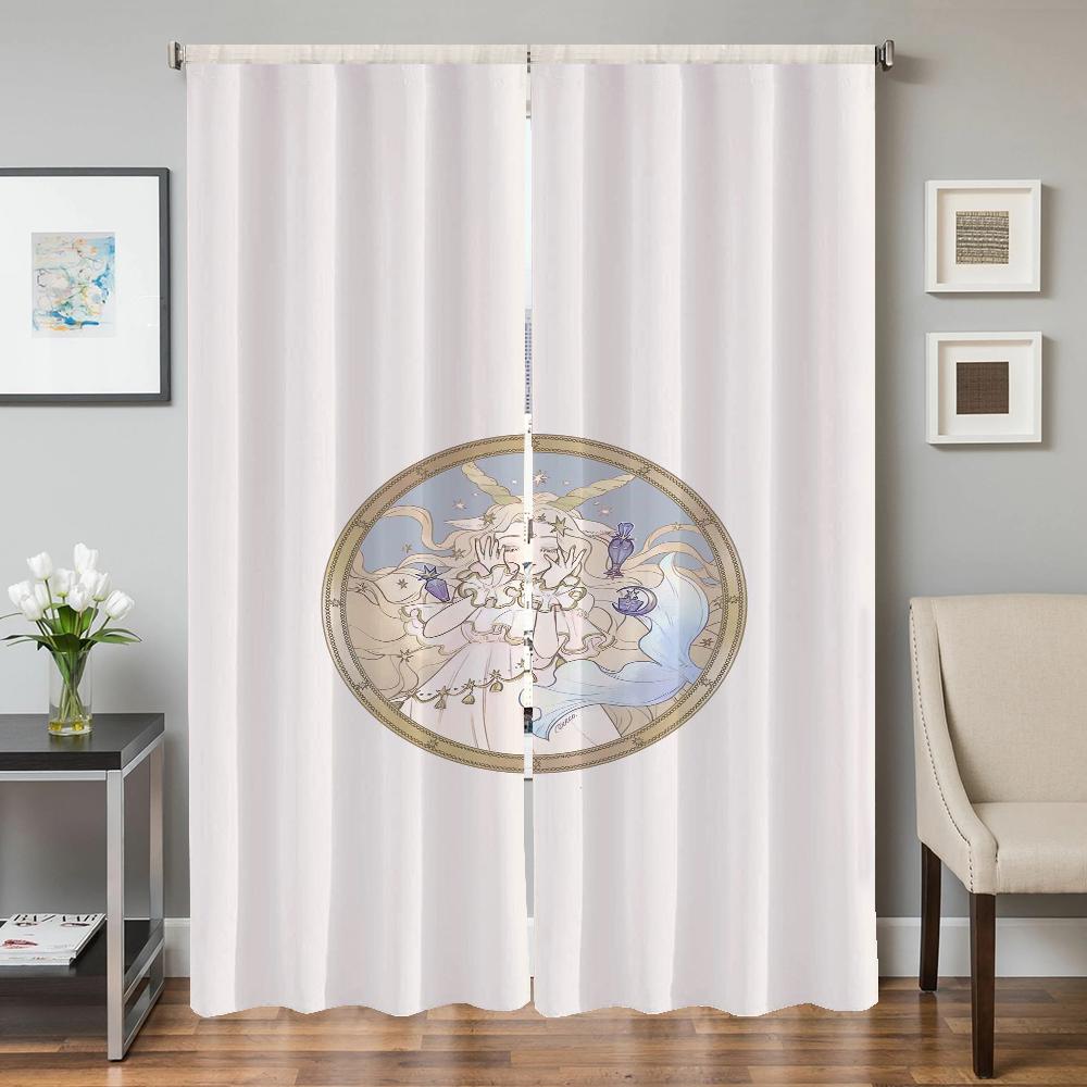 Wystrój Domu Zasłony Kuchenne do Salonu 2 Sztuki Zasłony Zaciemniające Zasłona na Drzwi Znak Zodiaku Dekoracja Sypialni Przegroda