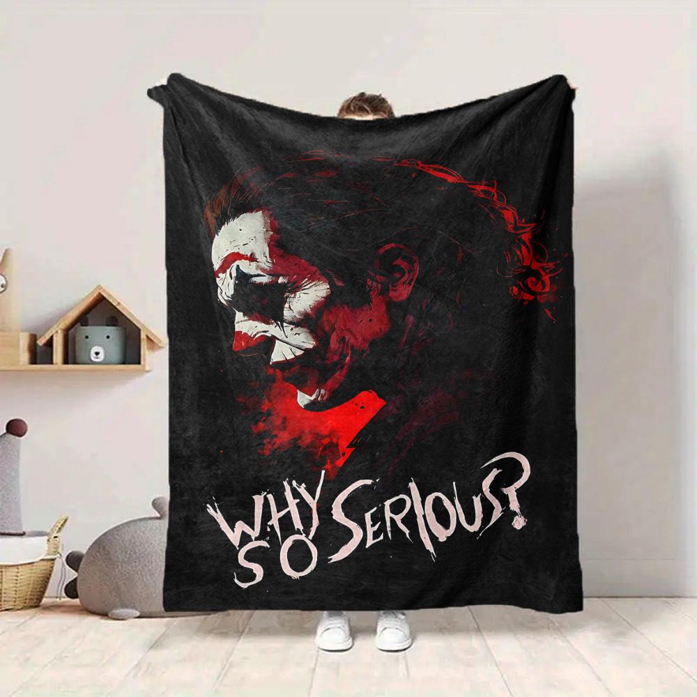 1pc Joker Serious Flannel Throw Blanket Lightweight Soft Warm All Season Blanket for Sofa, Bed, Travel,L1028154