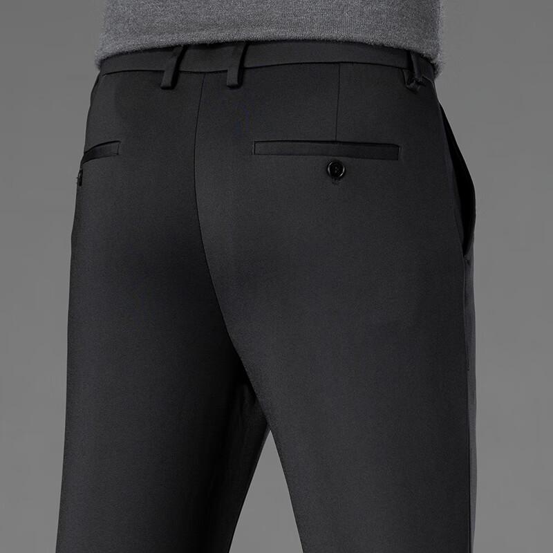 FAPAI Men's Winter Fleece-Lined Straight-Leg Business Dress Pants