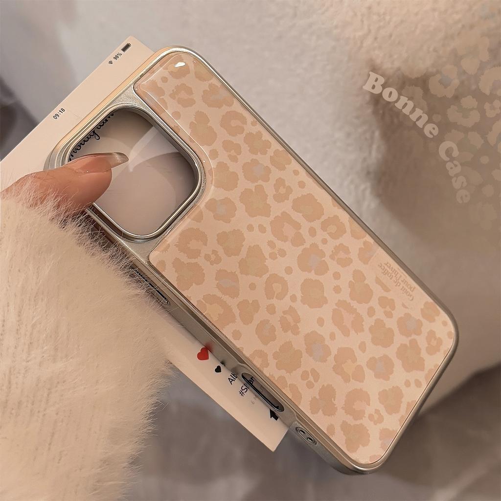 Ins Yellow Leopard Print Suitable for 16 Apple 15pro Max Mobile Phone Case Iphone14 Electroplating Drop Glue 13 Hard Huawei