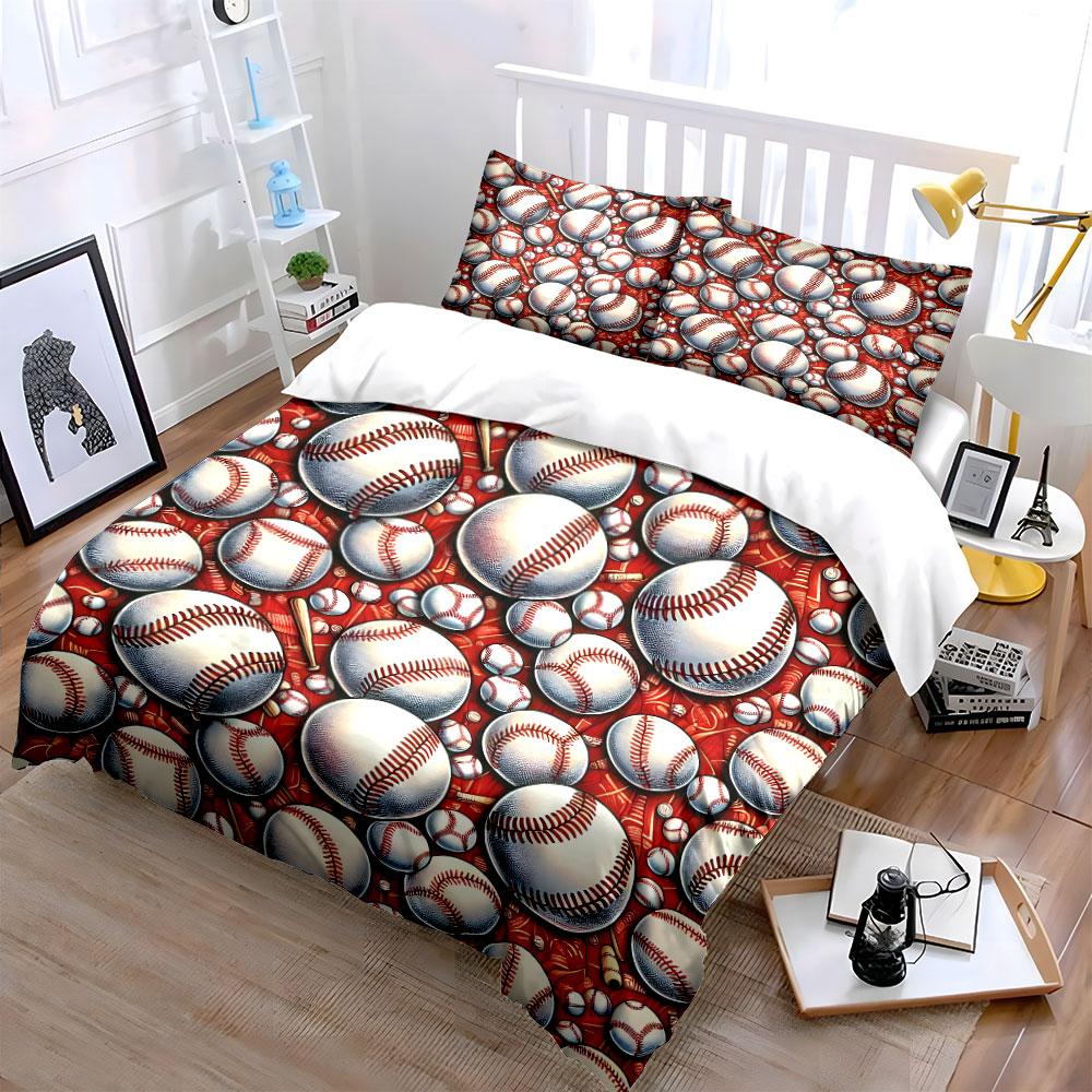 Baseball-Themed Decor Three-Piece Set Multiple Sizes Kid'S And Adults' Bedroom Exquisite 3Pc Bedding Set, Gift