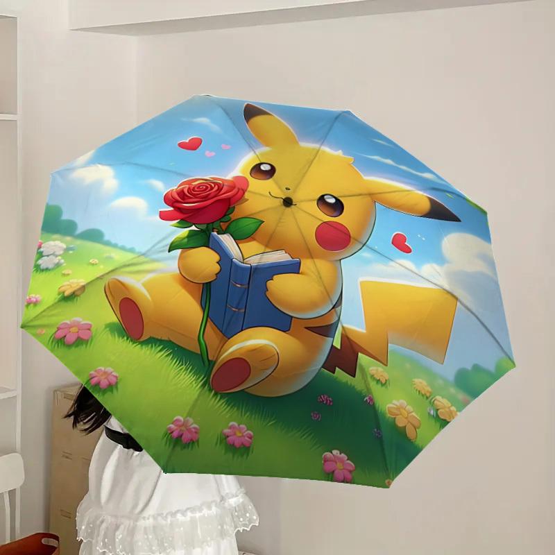 1pc Pikachu, Rose Automatic Folding Umbrella] Durable Iron Frame & Rod, Portable Folding, Makes a Great Holiday Gift yy251016260