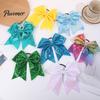 Shiny Hair Bows for Girls Sequins Bows, Elastic Tie, Large Cheerleading Stage Costume Accessories Band Ponytail Holder, Glitter Scrunchies Women Teens