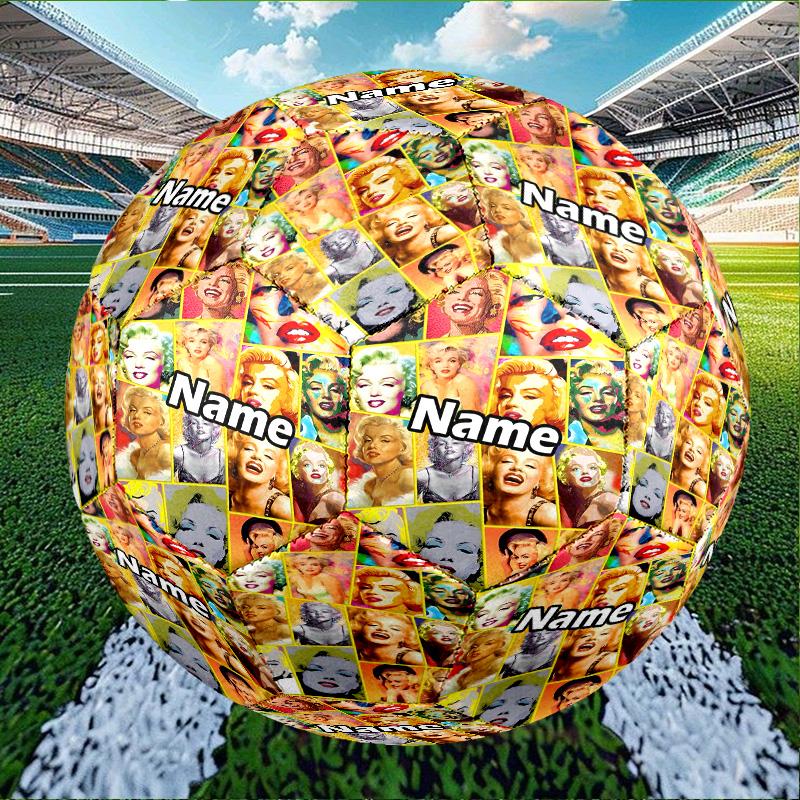 Custom Name Personalized Marilyn Monroe Print Size 5 Soccer Ball Training & Match Football, for Team, Kicking, Gift for Football
