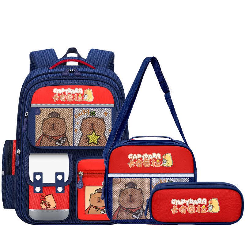 Capybara Schultaschen für Jungen Mädchen Grundschultasche Cartoon Schulrucksack Set Rucksack Bagpack Kinder Niedlich Kinder Büchertaschen