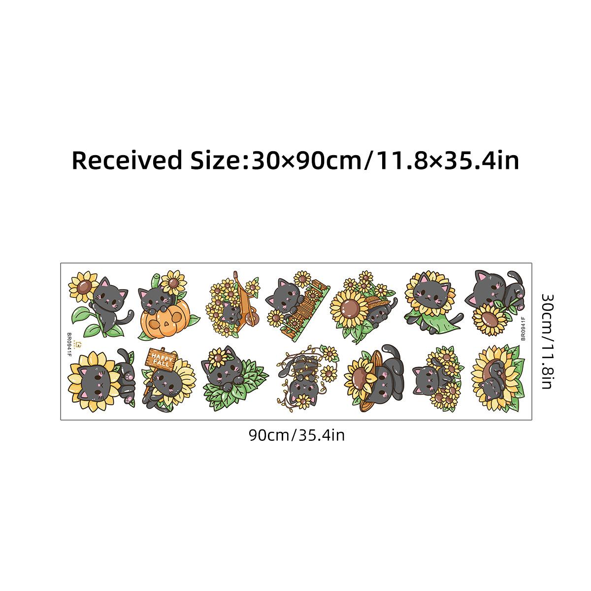 Sunflower cat self-adhesive wall stickers for children s rooms, bedrooms, living rooms, decorative wall stickers