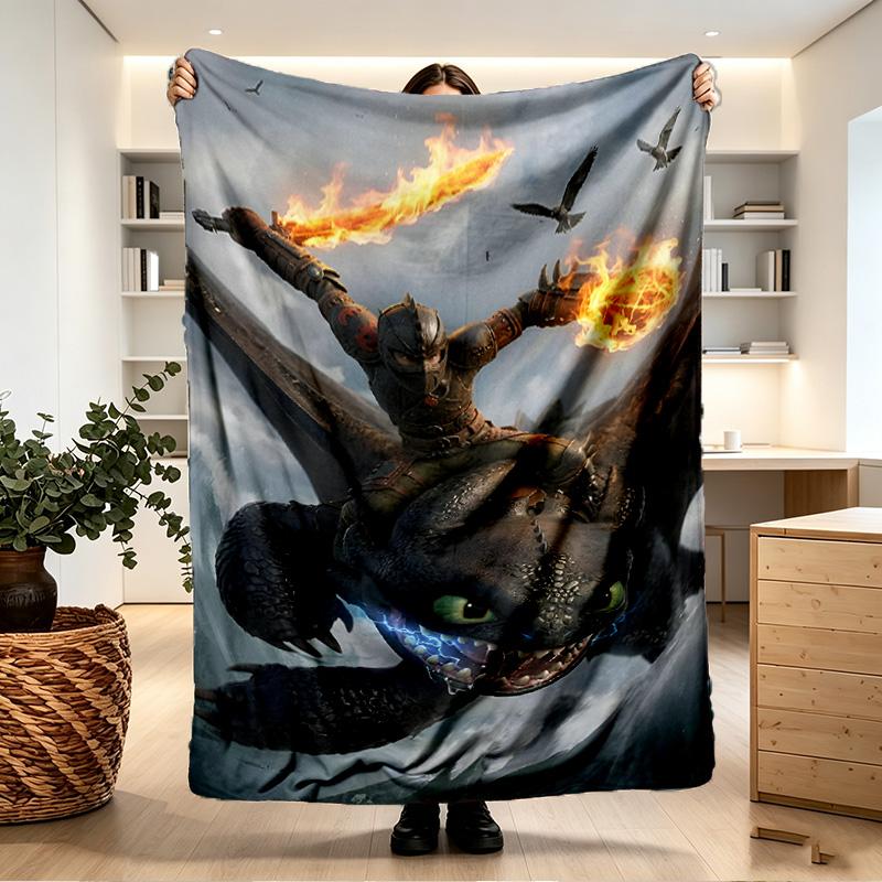 How to Train Your Dragon Print Blanket - Soft & Comfortable, for Bedroom, Travel, Sofa, Home Decoration - Birthday Christmas Gift for Friend