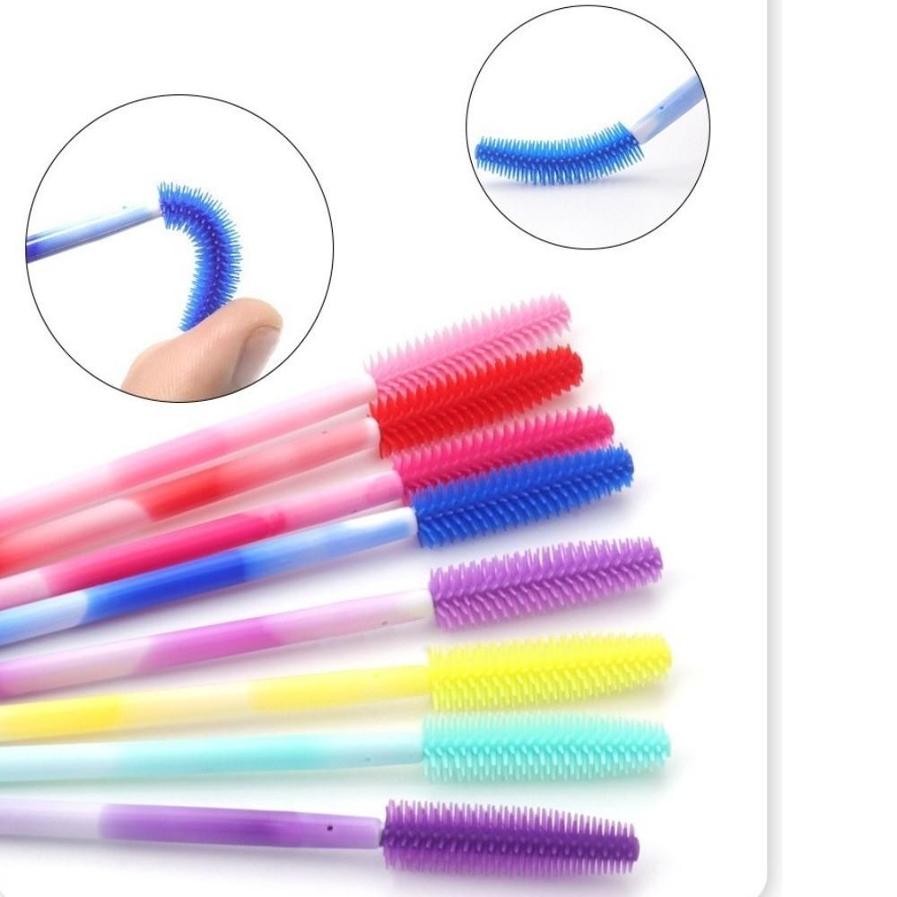50Pcs Disposable Mascara Wand Applicator Silicone Eyelash Makeup Brush Eyebrow Comb Girl