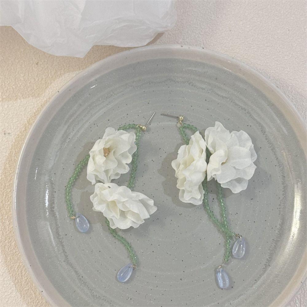 Handmade Beaded Dangle Earring Korean Style Tassel Earrings Cute Resin Flower Necklace  Women