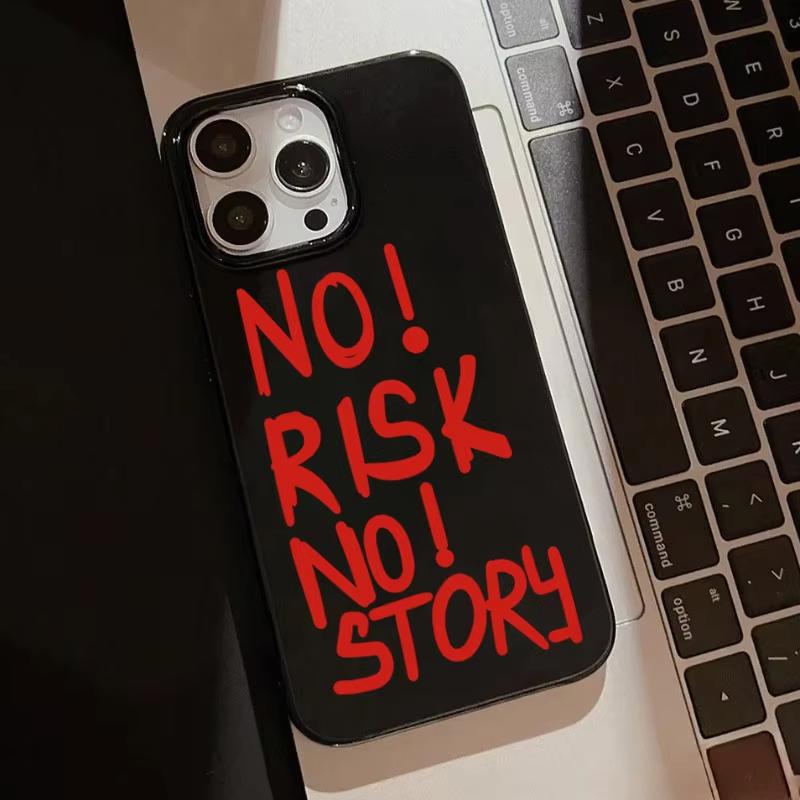 Fashion No RISK NO STORY Phone Case For iPhone 17 16 15 14 13 12 11 Pro Max 16e 17 Air X XR XS 7 8 SE Shockproof Soft Cover