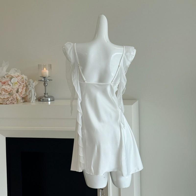 2026 Lace Strap French Nightdress Slim Pure Style Sexy Nightwear Ice Silk Homewear