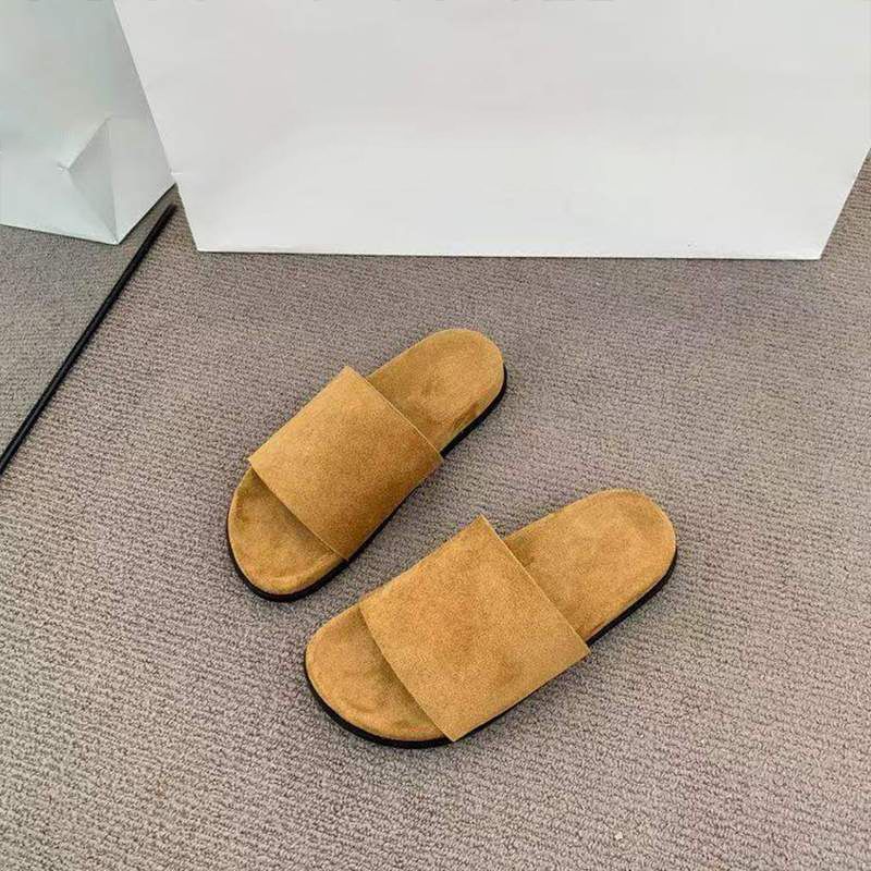 Korean Version of Thin Non-slip Casual Fairy Wind Cool Slippers Female 2025 Summer French Retro Flat-bottomed Lazy Slippers Female