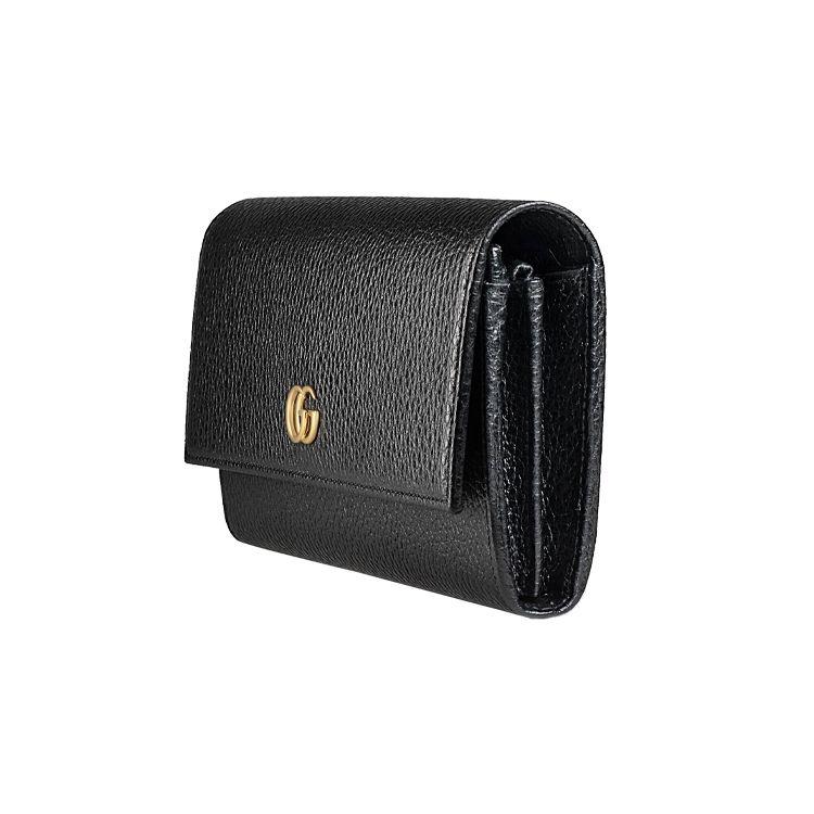 Gucci Marmont Small Double G Metal Decor Zipper Coin Purse Snap Closure Leather Wallet Women wallet Black 456116-CAO0G-1000