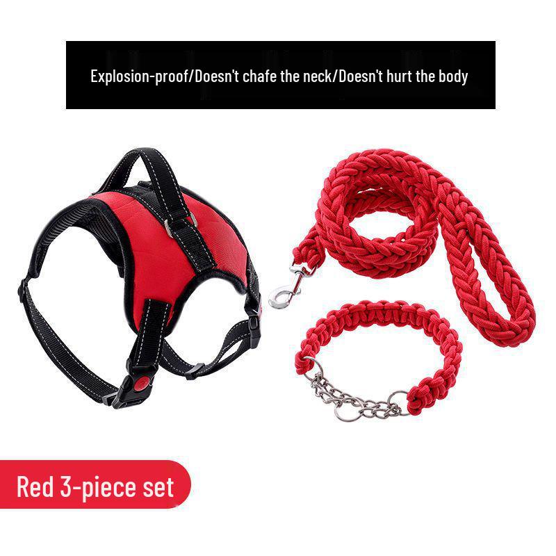 Golden Retriever & Labrador Medium-Large Dog Harness-Leash with Thick, Eight-Strand, Explosion-Proof Rope