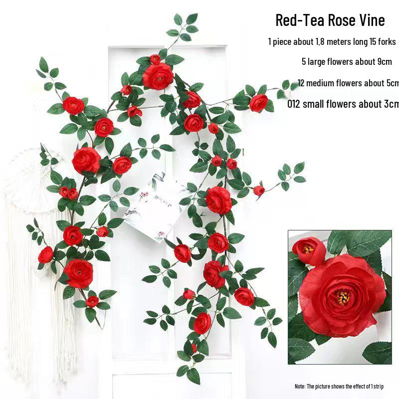 Artificial Silk Rose Vine for Ceiling or Pipe Decoration