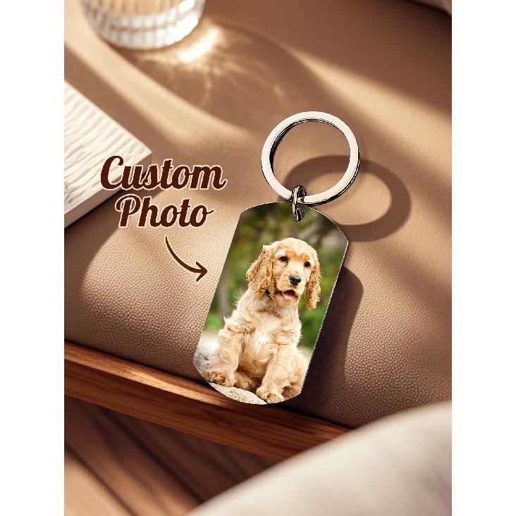 Personalized Pet Photo Keychain Custom Dog Memorial Gift Pet Loss Keepsake for Dog Lovers Anniversary Christmas Gift