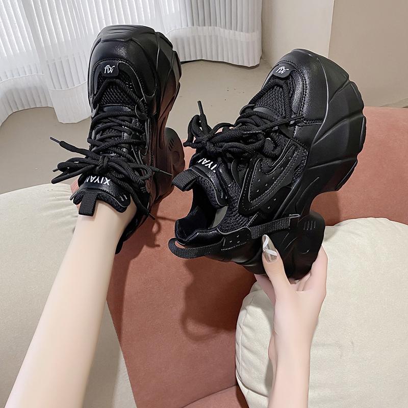 Fashion 9CM Autumn Women Casual Sports Shoes All-match Comfortable Women's Chunky Sneakers Breathable Mesh Spring High Platform Shoes