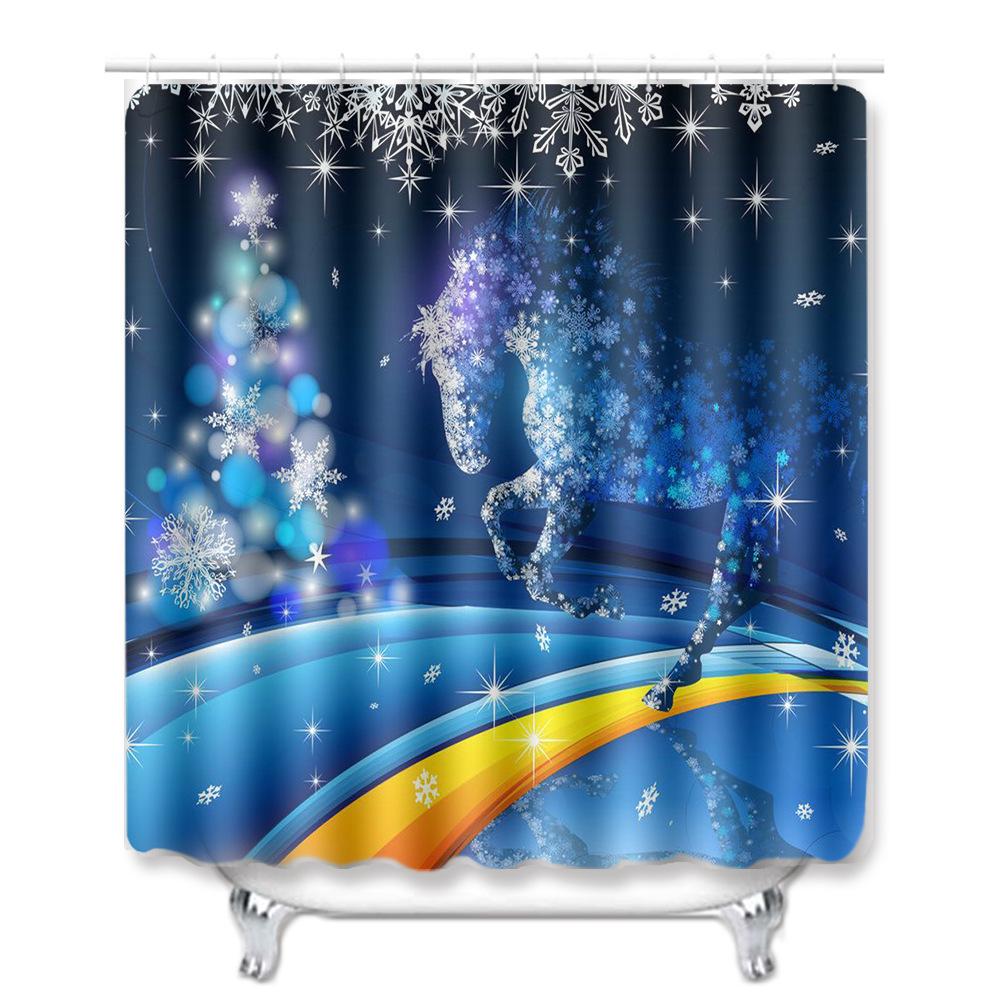 Hot Christmas Bathroom Shower Curtain Four-Piece Combination Floor Mat Bathroom Water-Absorbing Non-Slip Door Mat Carpet