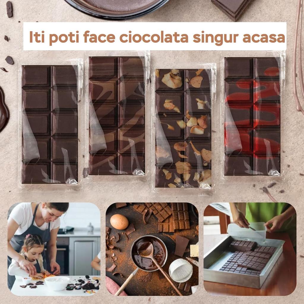 Dubai Chocolate Mold Set, 3x10 Divisions, with 50 Wrapping Foils, Silicone Chocolate Mold, DIY Baking Tool