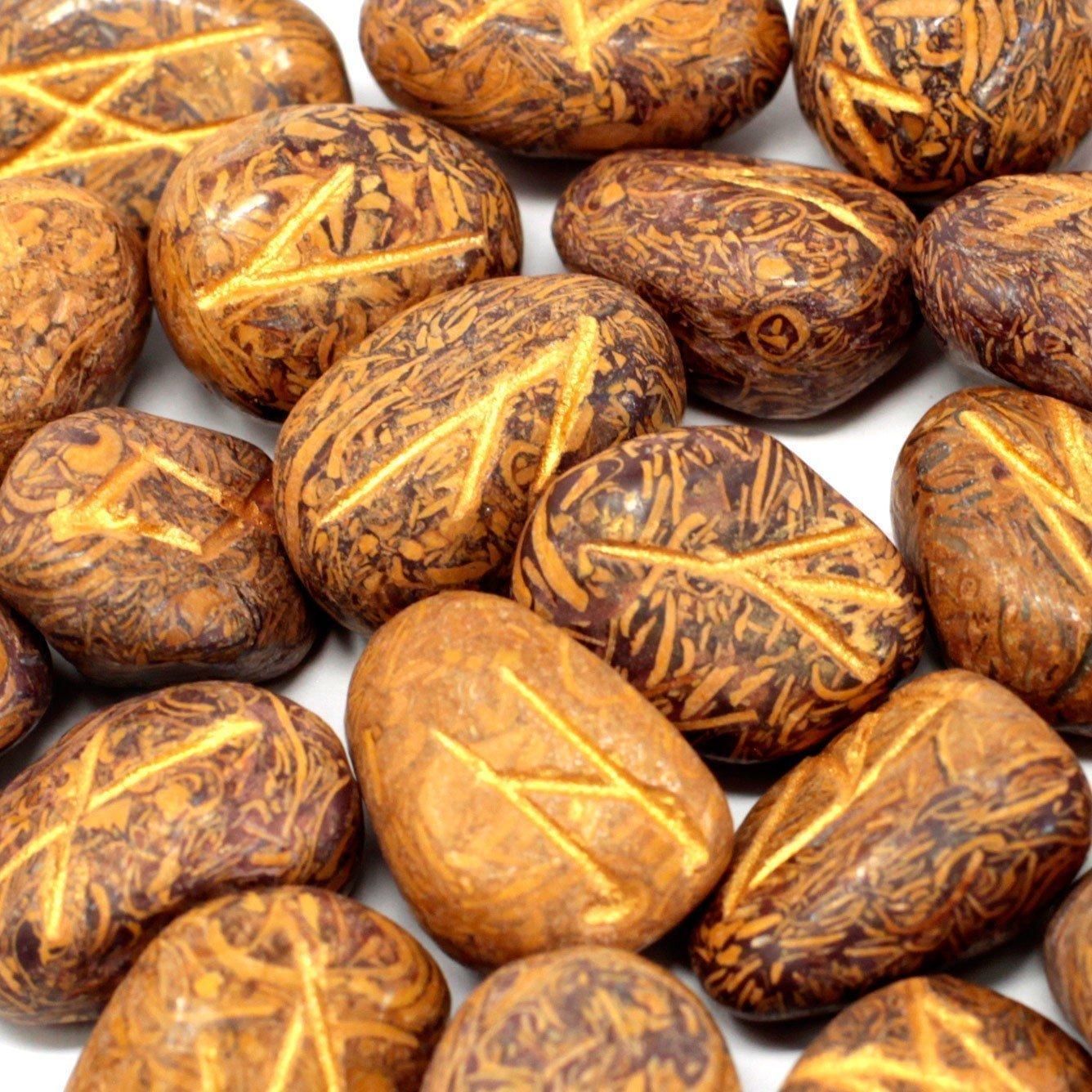 Rune Stones Set Snake Jasper 25-Piece With Pouch