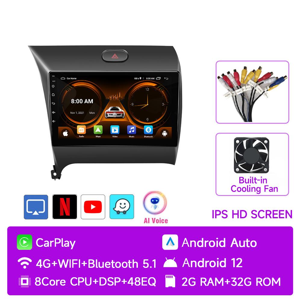 JIUYIN 9" 4G Carplay 2din Android 12 Car Radio Multimedia Video Player Navigation GPS For Kia K3 Cerato Forte 2013-2017 3 YD
