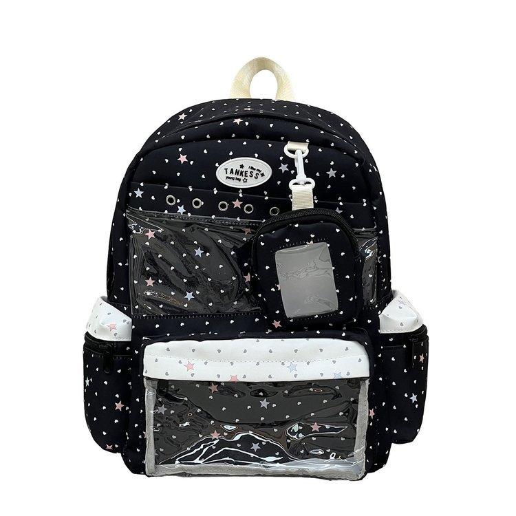 Sweet and Cute Polka Dot Star Ita Bag Lightweight Large Capacity Women's Backpack Fashionable Casual Backpack for Going Out