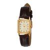 [Citizen Q&Q] Women's Watch Waterproof (Brown/Leather Strap) Stylish Lightweight Analog Clock (Square/Easy To Read Dial) Gold QA69-103