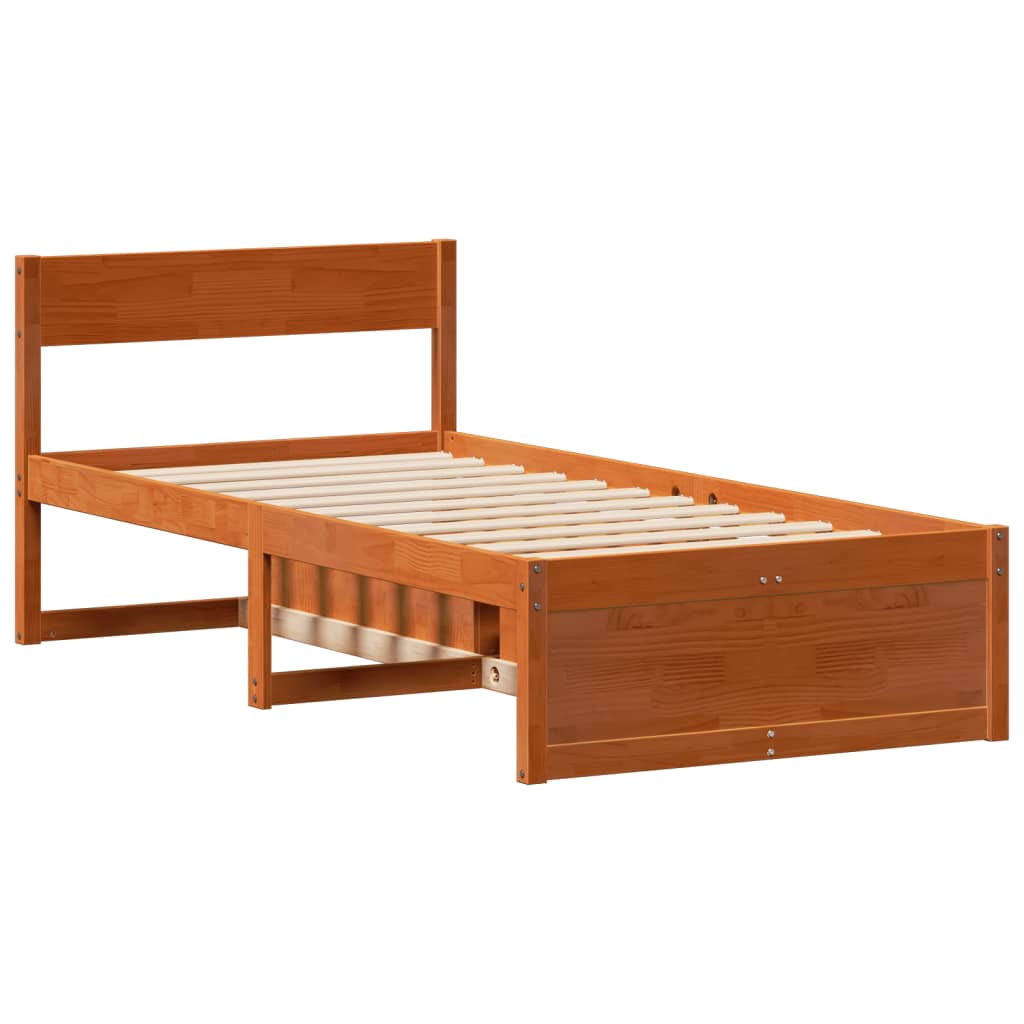 Solid Wood Bed without Mattress Wax Brown 100x200 cm Pine Wood