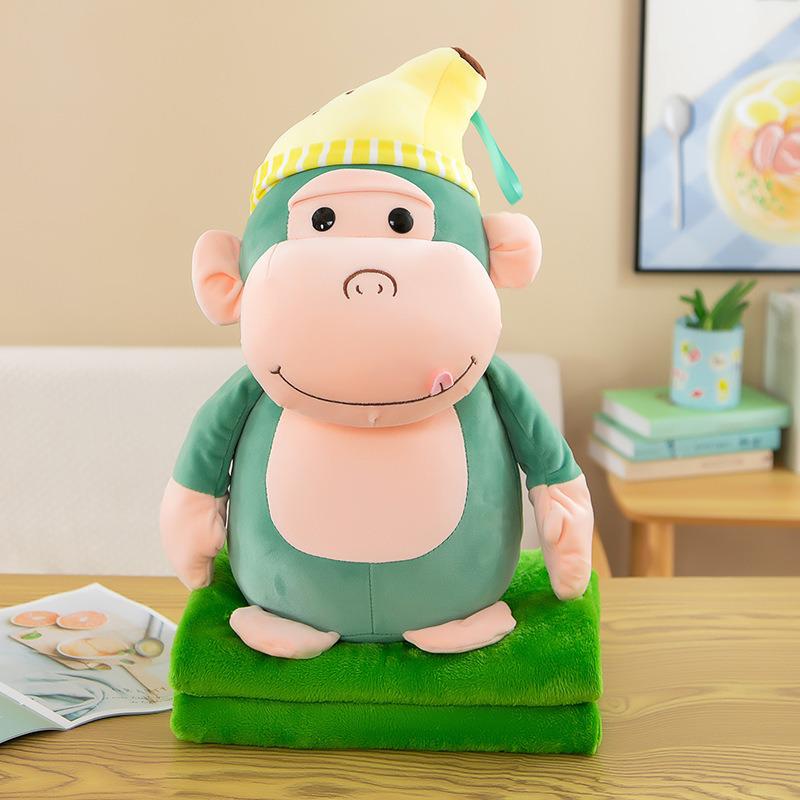 Strawberry Hugging Pig & Little Bear Plush Toy Blanket – Dual-use Nap & Travel Comfort for Kids