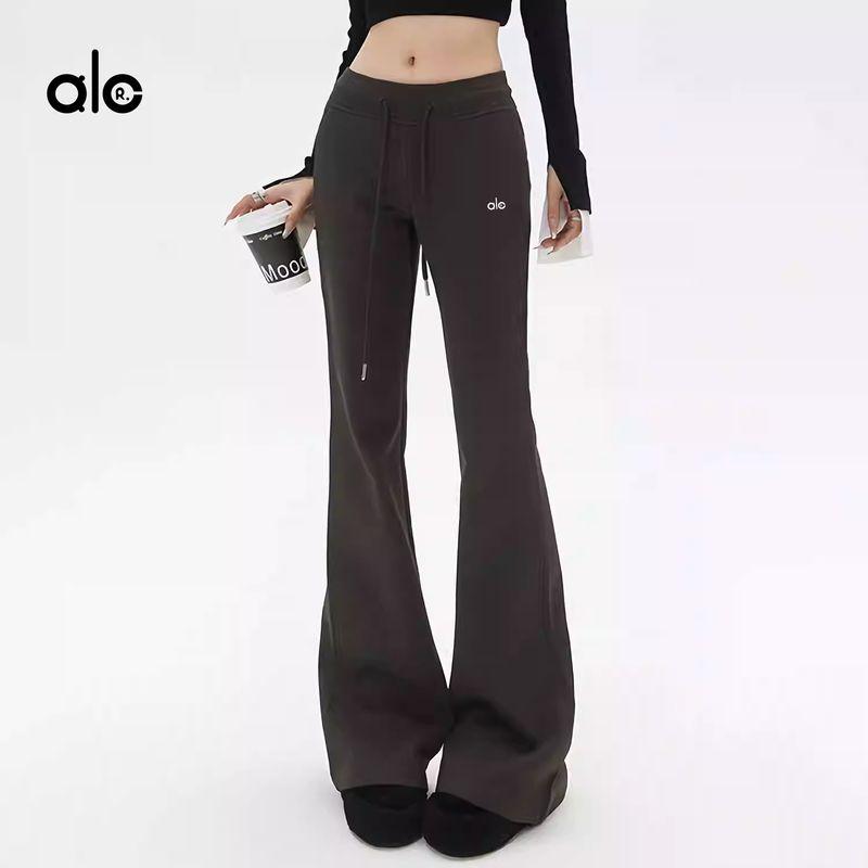 Aloneadv American Sports Wide-Leg Pants Women's Spring & Fall Micro-Pull Yoga Pants Mid-Low Waist Outwear Slim Looking Casual Sweatpants