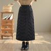 Cotton Padded Plus Size High Waist Vintage Black Spring Autumn Winter Casual Loose Long for Woman Skirts Womens Skirt