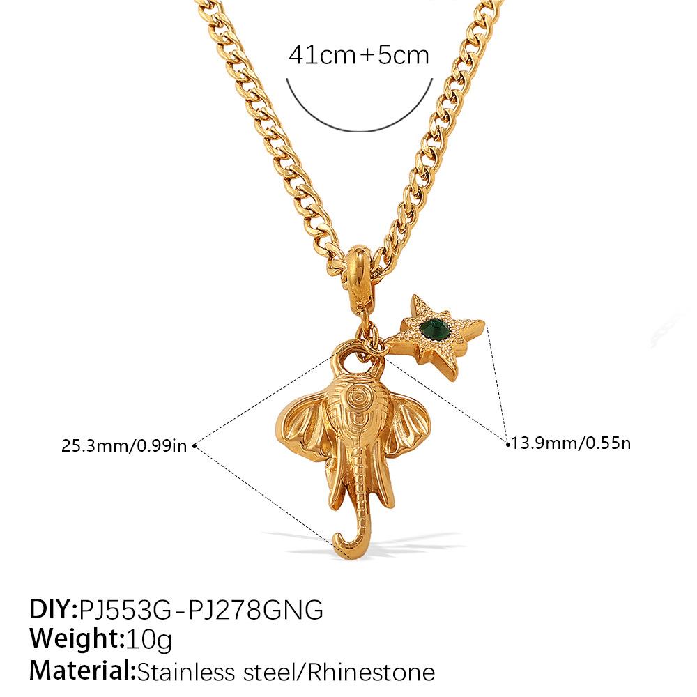Fashion Light Luxury Bear Pearl DIY Pendant Necklace Stainless Steel Gold Plated Versatile Necklace