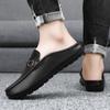 Male Shoes All-match Muller Shoes Men Leather Fashion Half Slipper Summer Men Loafers Flats Slippers for Outdoor Walking Shoes