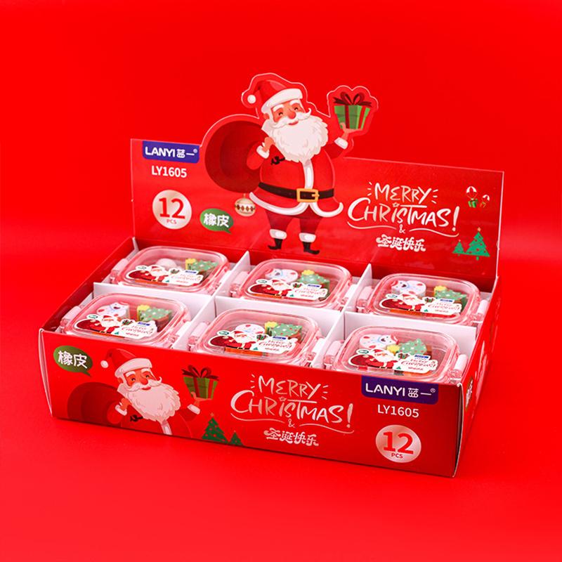 

{YY28} Cartoon Christmas Erasers Set Cute Snowman Elk Santa Rubber Erasers Students Stationery School Supplies Xmas Gifts XS