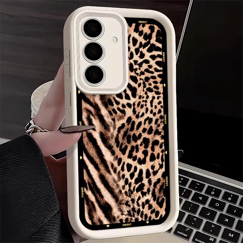 Phone Case for Samsung Galaxy A17 A16 A15 A14 A13 Fashion Sweet Leopard Print A56 A36 A26 A55 A35 A25 A54 A34 A24 A53 A33 A23 A0