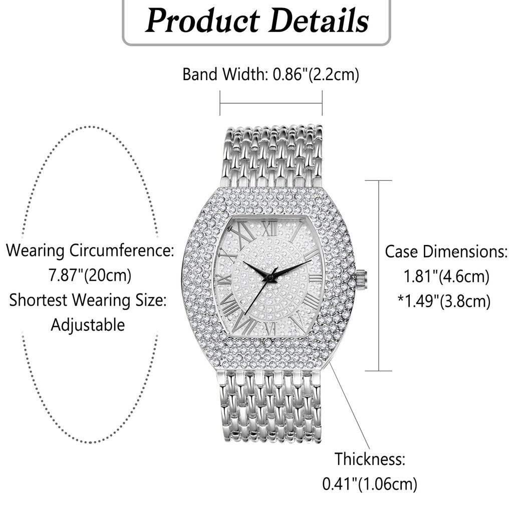 Hodinky s tlustým řemínkem Seiko Analogové Quartz Hodinky Čtvercové římské Hodinky Hodinky Zirkonové Diamantové Dámské hodinky Nerezová ocel Nastavitelné Unisex Business