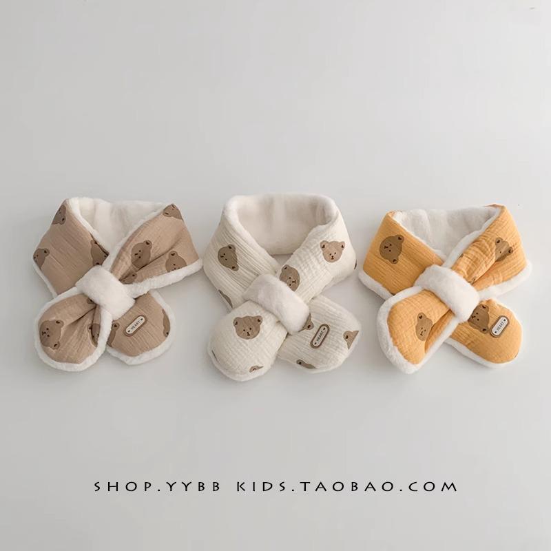 Soft Baby Bear Winter Scarf: Warm, Windproof, Plush Velvet for Boys & Girls
