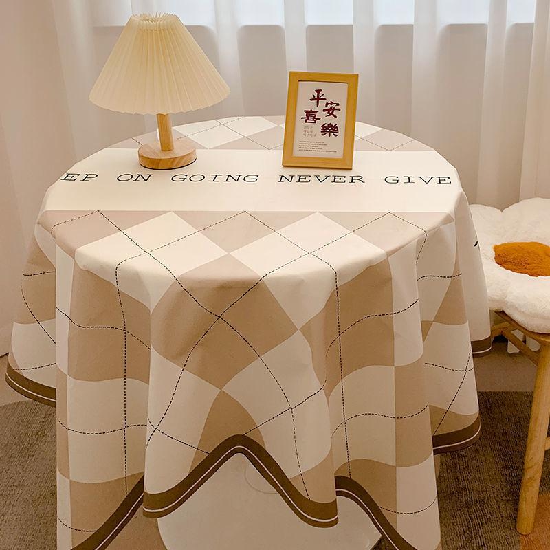 British Plaid Flannel Tablecloth Light Luxury Retro Round Table Cloth Coffee Table Cover Dustproof Dining Table Fabric