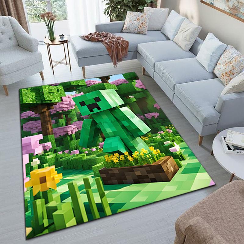 Classic Sandbox Xbox Game Minecraft Carpet Carpet Home Living Room Decoration Table and Chairs Anti Slip Door Mat Outdoor Picnic Mat Carpet A10