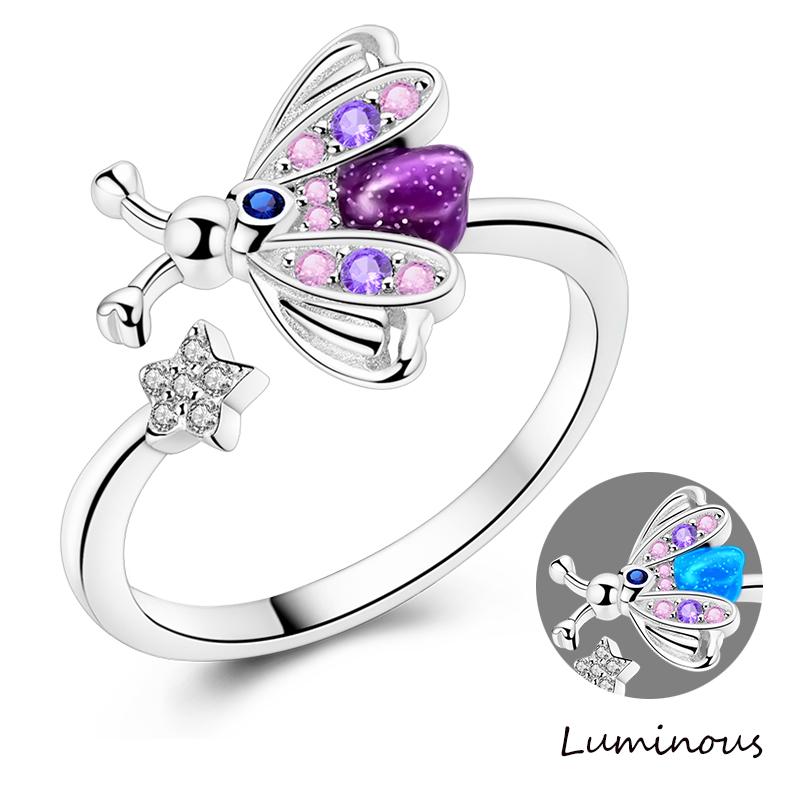 Real 925 Silver Feather Butterfly Flower Sun Moon Animal Design Open Rings Fit For Wedding Party Fine Jewelry