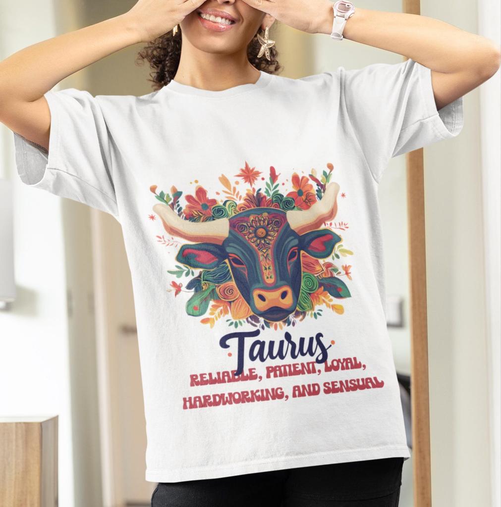 Taurus Zodiac Tee, Boho Bull Graphic, Astrology Horoscope Shirt