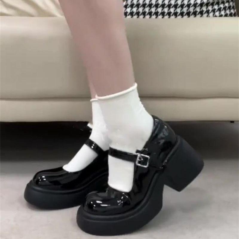 Platform Mary Jane Single Shoes Women's 2025 New Student Versatile Fashion Thick Heel Japanese College Style High Heel Small Leather Shoes