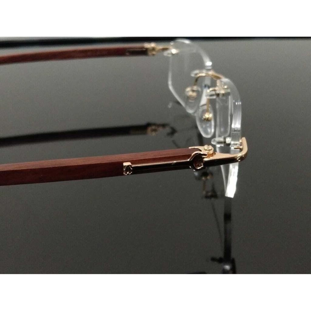RSINC Holz -RAHMENLOS HOLZ-STAHL Braun finish Brillen Fassungen Größe 56-16-140 JL286093829994