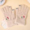 Autumn And Winter Knitted Plush Gloves Outdoor Cycling Windproof Warm Thick Cute Cartoon Touch Screen Gloves