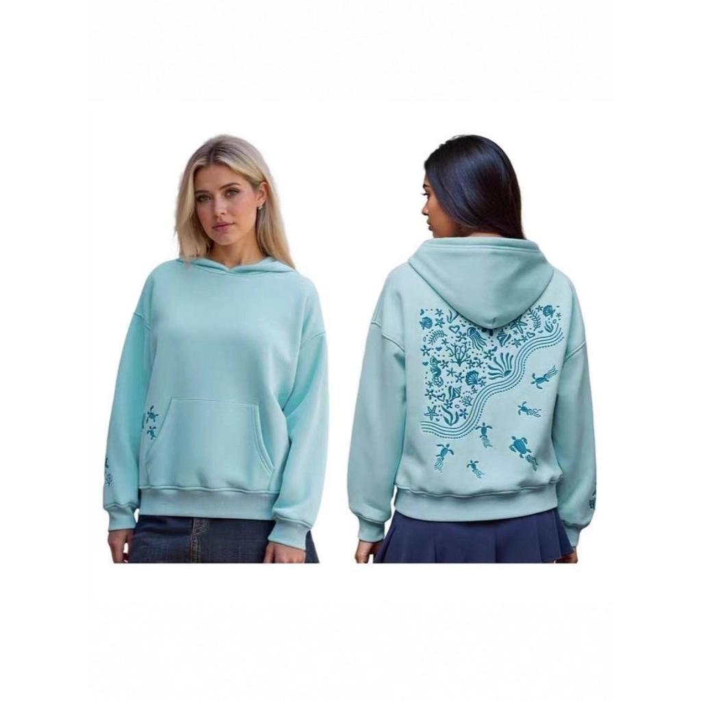 STREETRICH Süße Hoodies für Teenager-Mädchen Grafikstickerei Oversized Preppy Sweatshirt Y2K Langarm Ästhetisches Strand-Kapuzentop