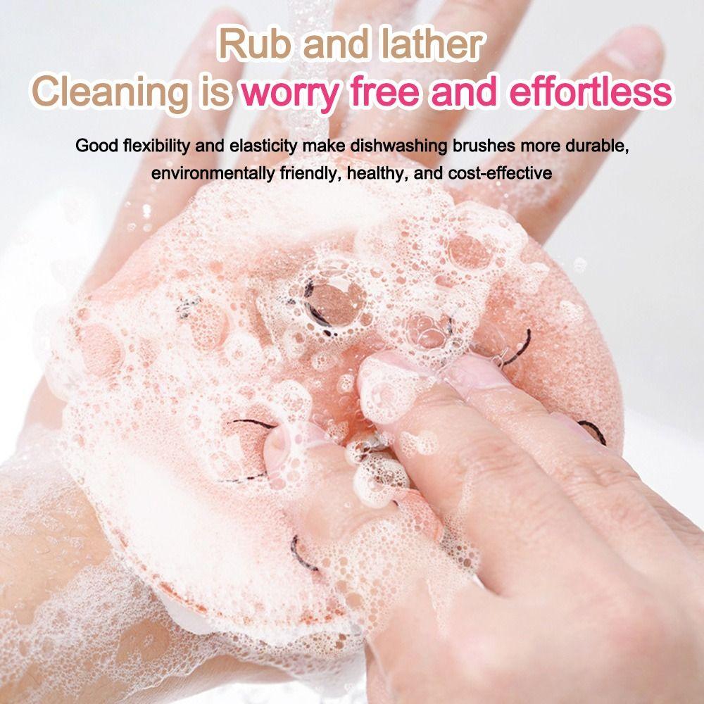 New Cartoon Capybara Cleaning Sponge Reusable with Suction Cup Rack Cleaning Brush Scouring Pads Clean Tool