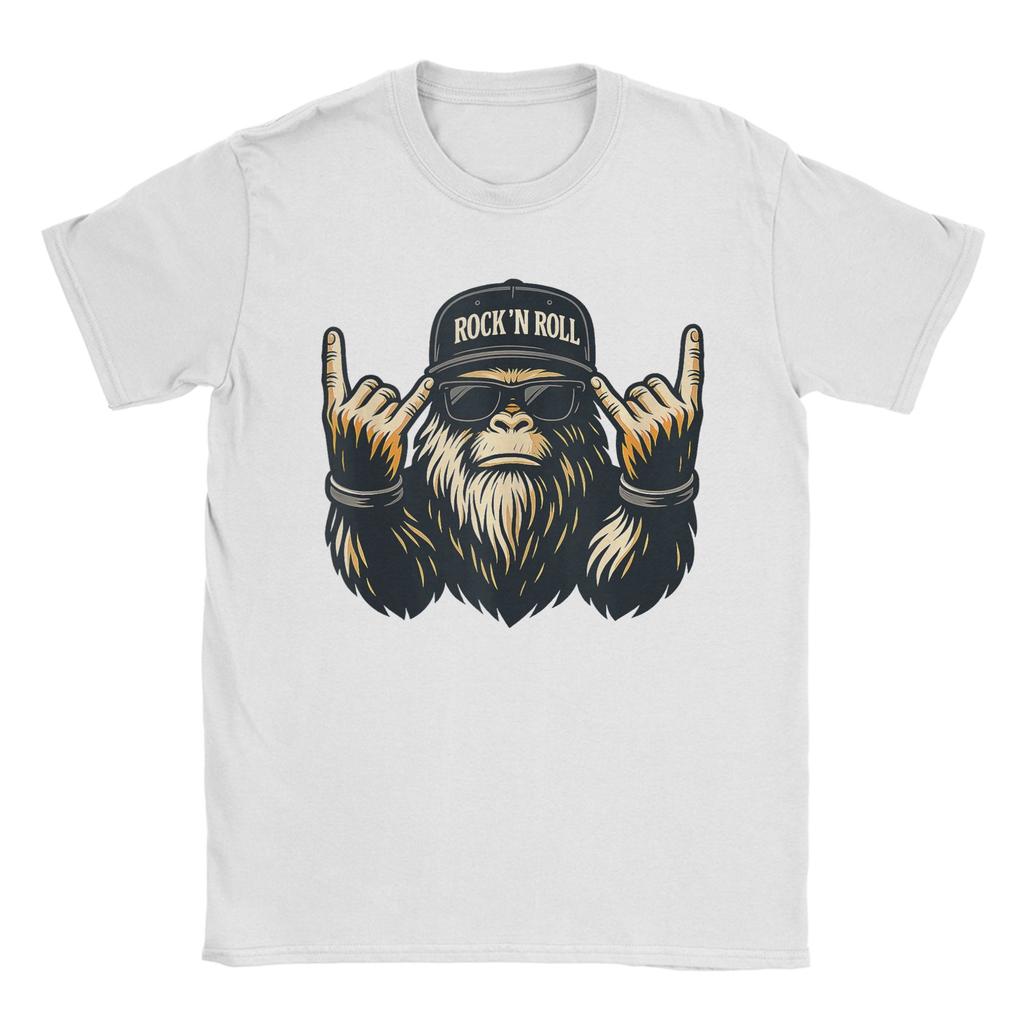 Bigfoot Rock On Sasquatch Heavy Metal Vibes T Shirt Summer Cotton T Shirts Unisex Novelty Tee Shirt Short Sleeve Vintage Top Tees